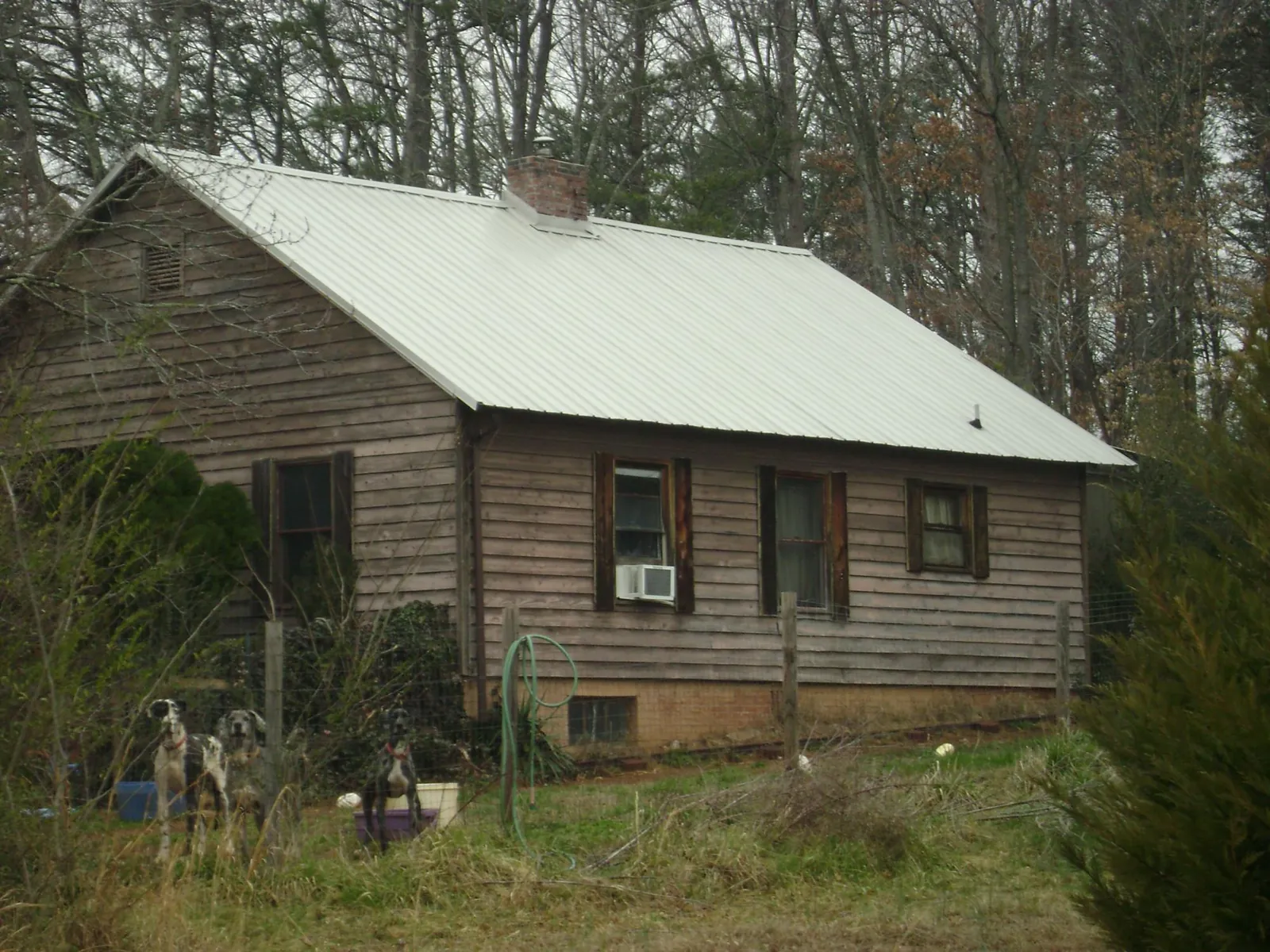 White metal roof on an old wood sided farmhouse, from a Asphalt Shingle Roof Repair job in Eubank